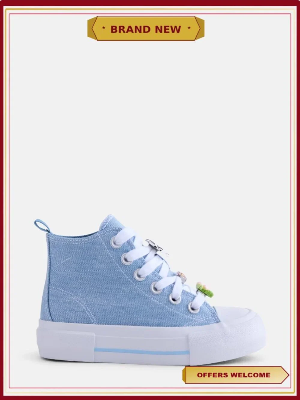 Canvas Charm Embellished High Top Platform Sneakers